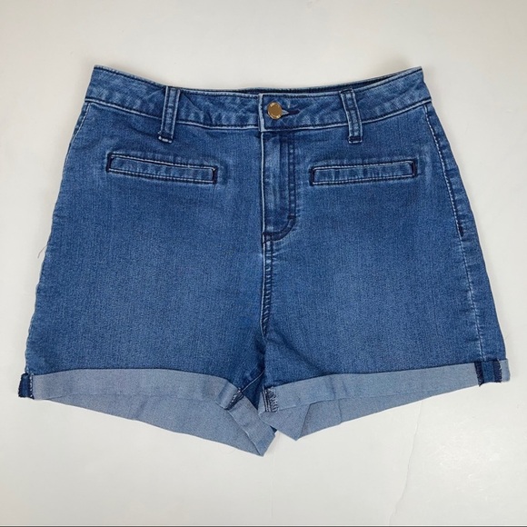 Jennifer Lopez High Rise Denim Shorts Medium Wash - Picture 15 of 16